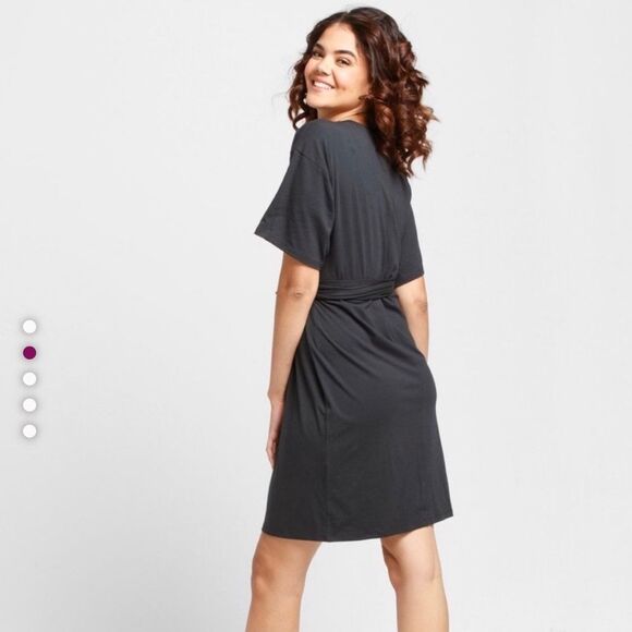 Able Sara Relaxed T-Shirt Belted Dress Black - Picture 4 of 10